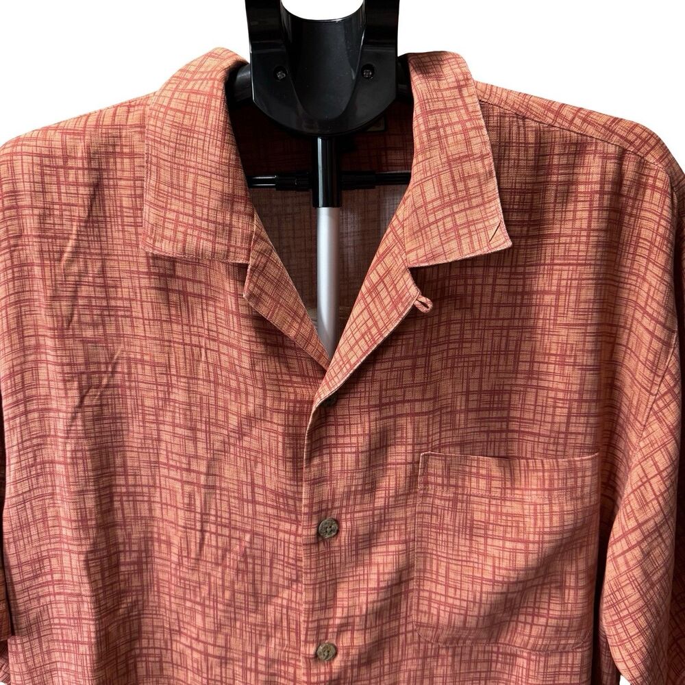 Men's Tommy Bahama Silk Orange & Red Palm Tree Cocktail Shirt Medium - Picture 5 of 11